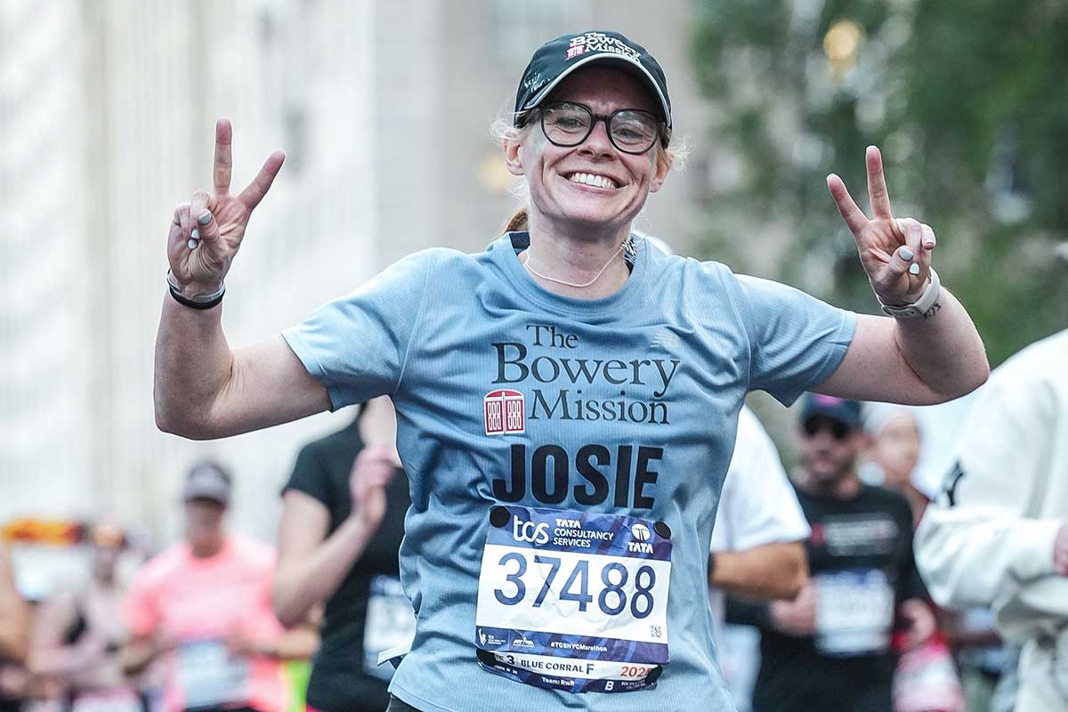 Team Bowery Mission runner smiling
